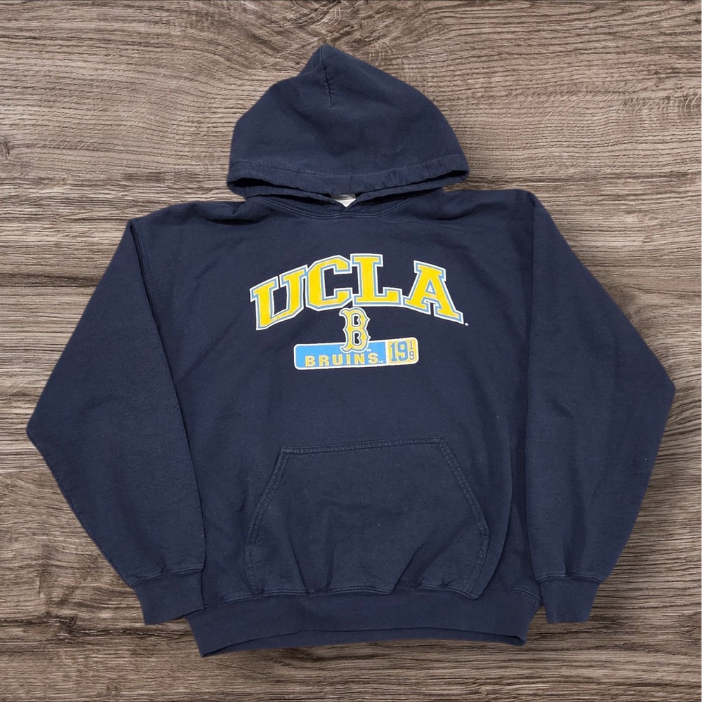 Gildan Heavy Blend UCLA Bruins Hoodie Mens Large Navy Blue Collegiate Sweatshirt